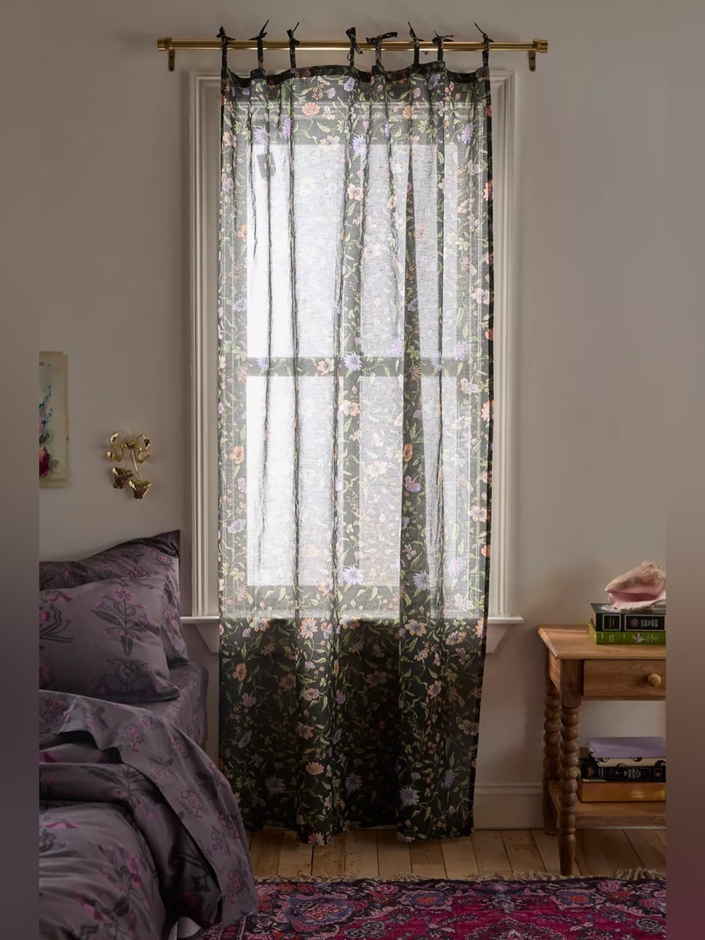 Washed Black Ella Vine Curtains (x2)